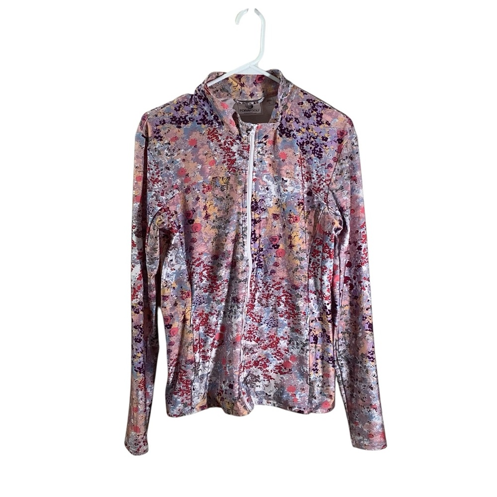 Foray Golf Women's Large Floral Multicolor Full Zip Layer Long Sleeve Top Golf